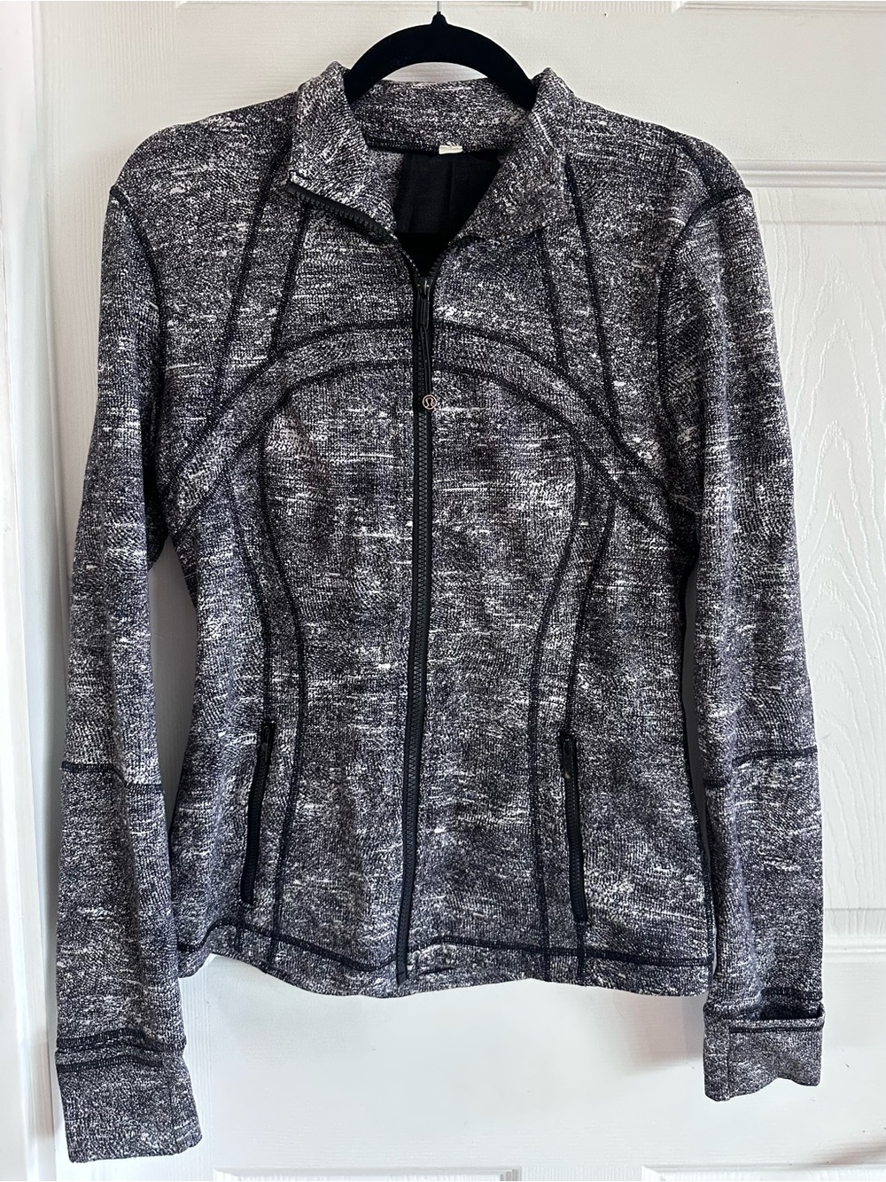 Lululemon Define Jacket- Womenโs Heathered Black White Space Dye Zip-Up